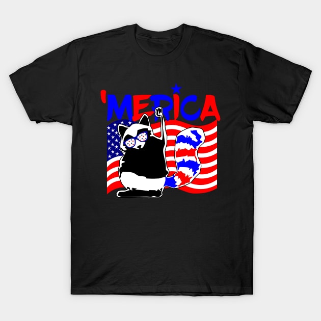 4th of July 'Merica Funny Raccoon T-Shirt by Mandz11